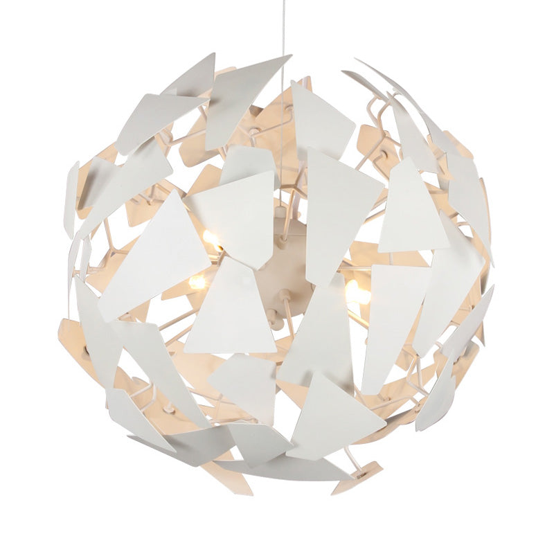 Modern Flower Shape Chandelier Pendant Light - White Metal 12 Lights