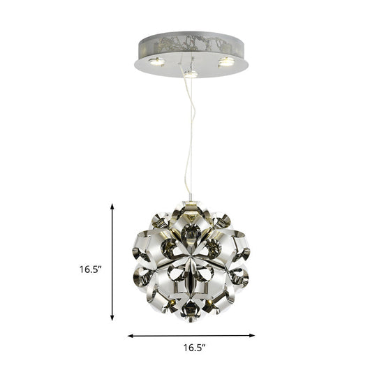Modern Stainless Steel Flower Chandelier Pendant Light Fixture For Bedroom - 4 Lights