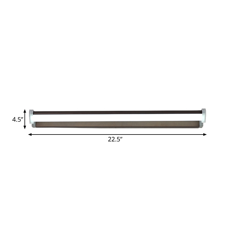 Brown Elongated Vanity Light Fixture - 16/22.5 Wide Classic Metal Led Sconce Lamp White/Warm