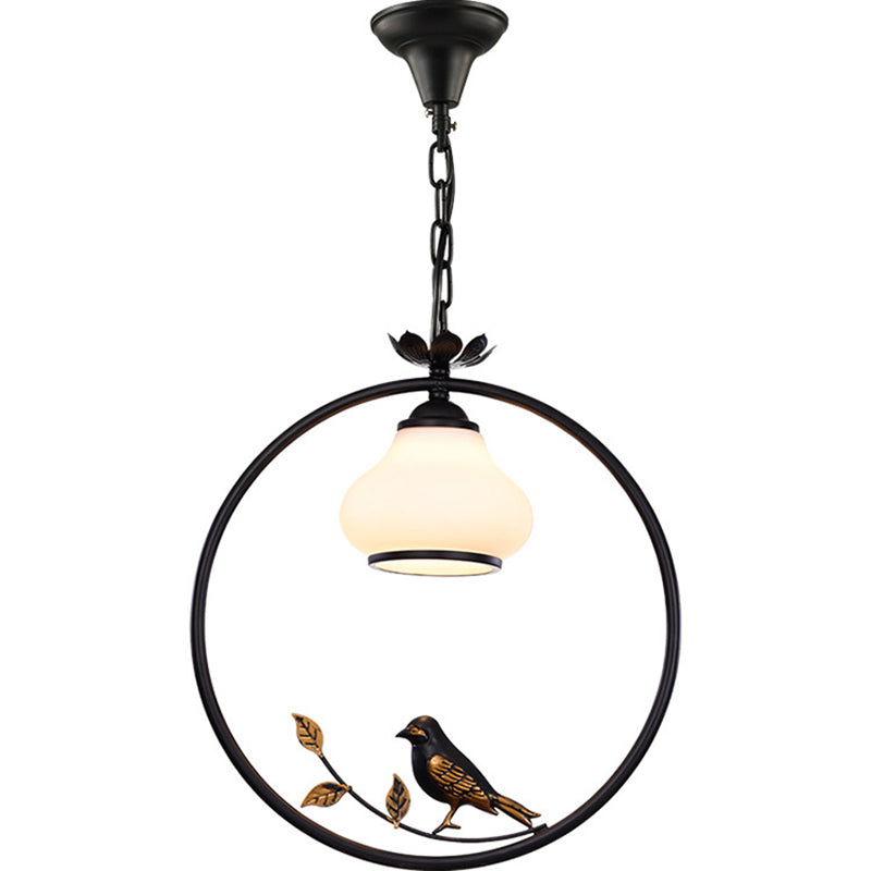Black Bird Pendant Light Fixture - Bottle Shape Traditional Design 1 12/16 Wide