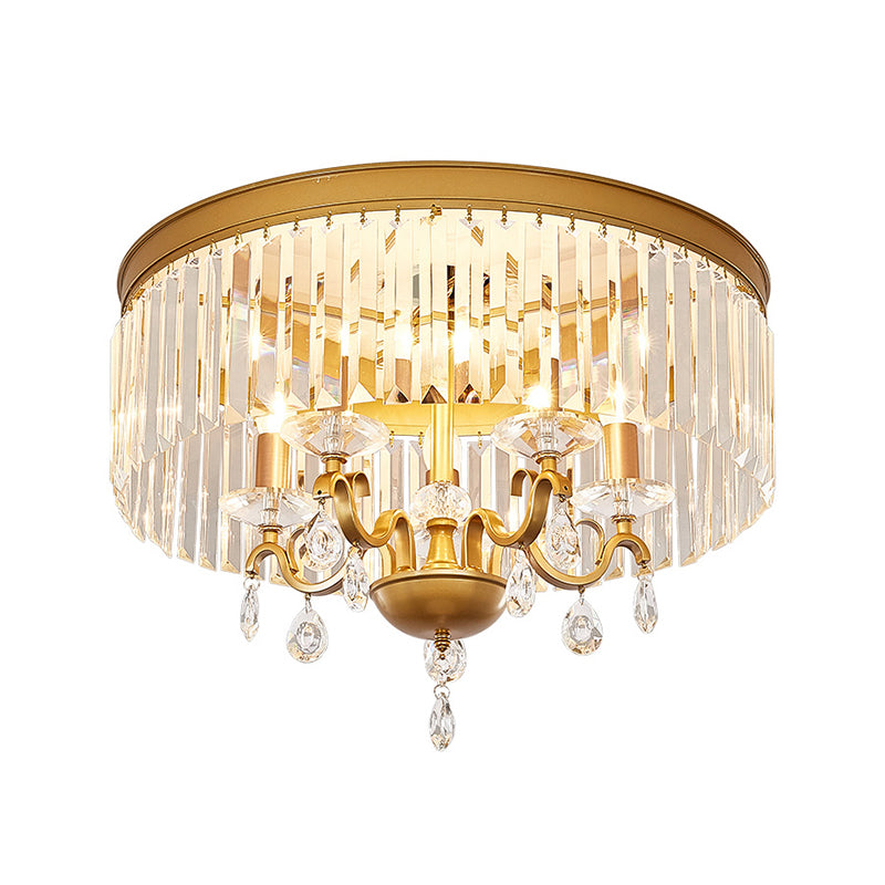 Modernist Flush Mount Lamp With Clear Crystal Shade - 4/5 Bulbs Bedroom Ceiling Fixture 18/21.5
