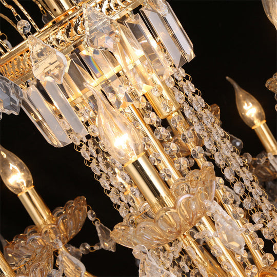 Contemporary Crystal Ball Chandelier 14/20 Head Cascading Pendant Light For Living Room Ceiling