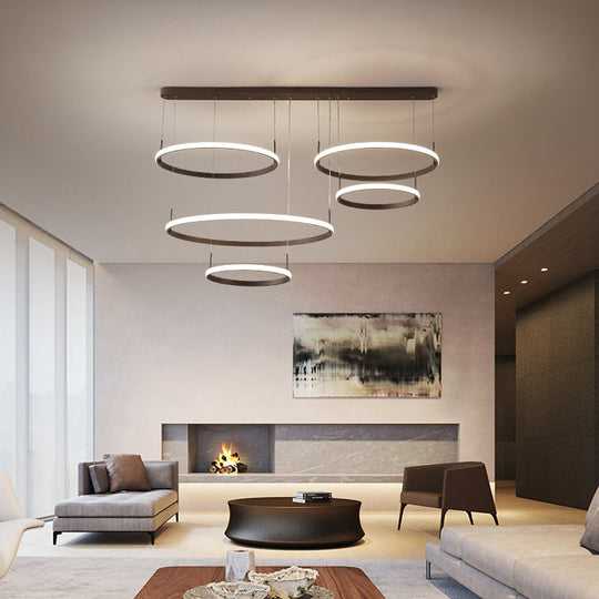 Bruno Minimalist Acrylic Circle Chandelier - White/Warm/Natural Light Options 2/3/5-Head Ceiling