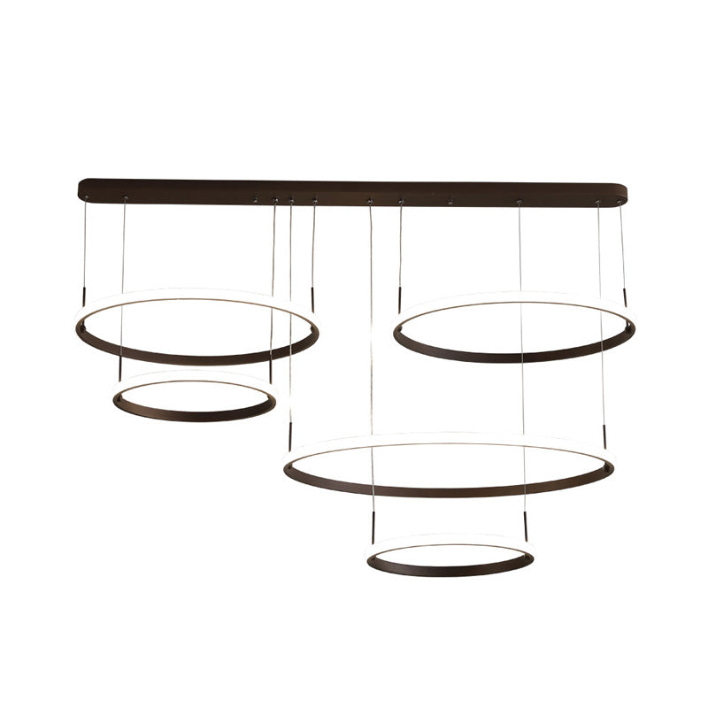 Bruno Minimalist Acrylic Circle Chandelier - White/Warm/Natural Light Options 2/3/5-Head Ceiling