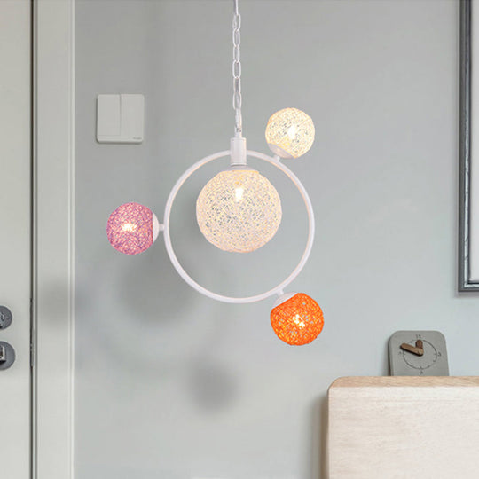 Orbit Glass Pendant Chandelier - Modern 4/7-Light Ceiling Fixture With Hanging Ring (Black/White)
