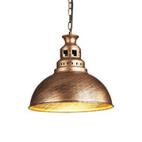 Black/Brass Loft Style Hanging Light Fixture: Metallic Dome Shade Pendant For Dining Room