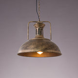 12.5 / 16.5 Factory Style Metal Bowl Ceiling Lamp - 1 Bulb Restaurant Pendant Light In Rust/Bronze