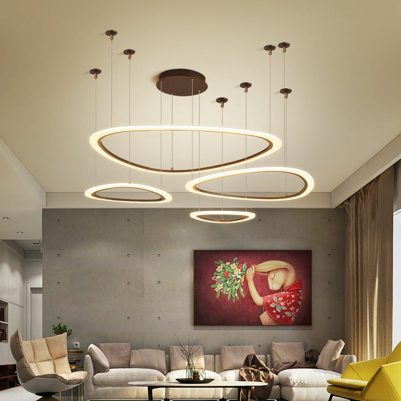 Sleek Acrylic Tiered Ceiling Chandelier - 3/4 Heads - Elegant Brown Pendant Light Fixture in White/Warm/Natural Light