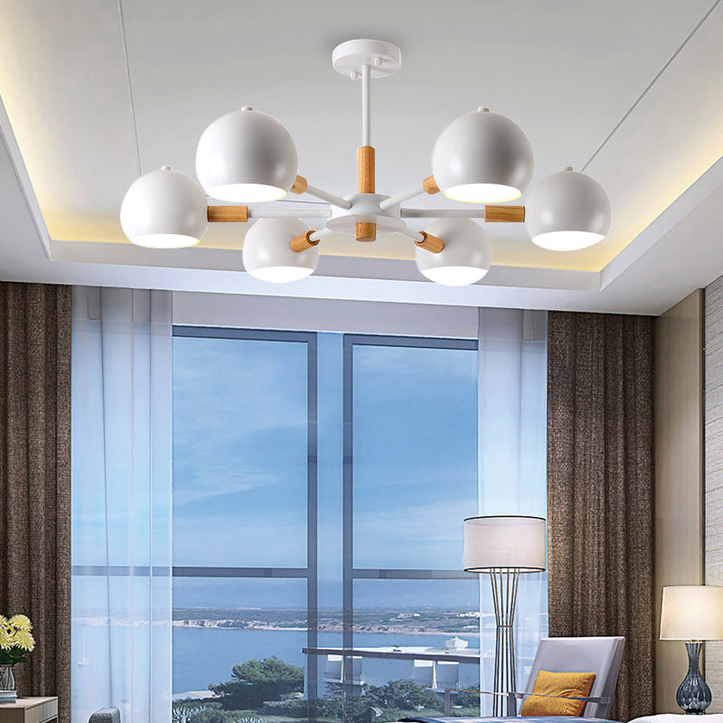 Modern Grey/White Ball Pendant Chandelier - Metal 3/6/8 Heads - Hanging Ceiling Light for Living Room