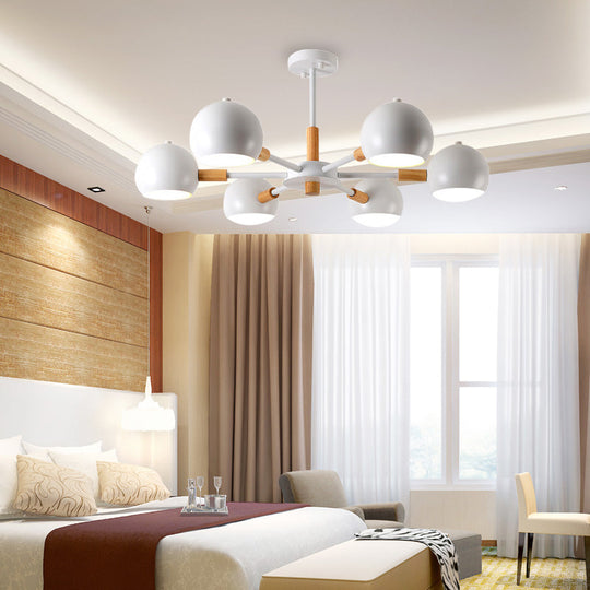Modern Grey/White Ball Pendant Chandelier - Metal 3/6/8 Heads - Hanging Ceiling Light for Living Room