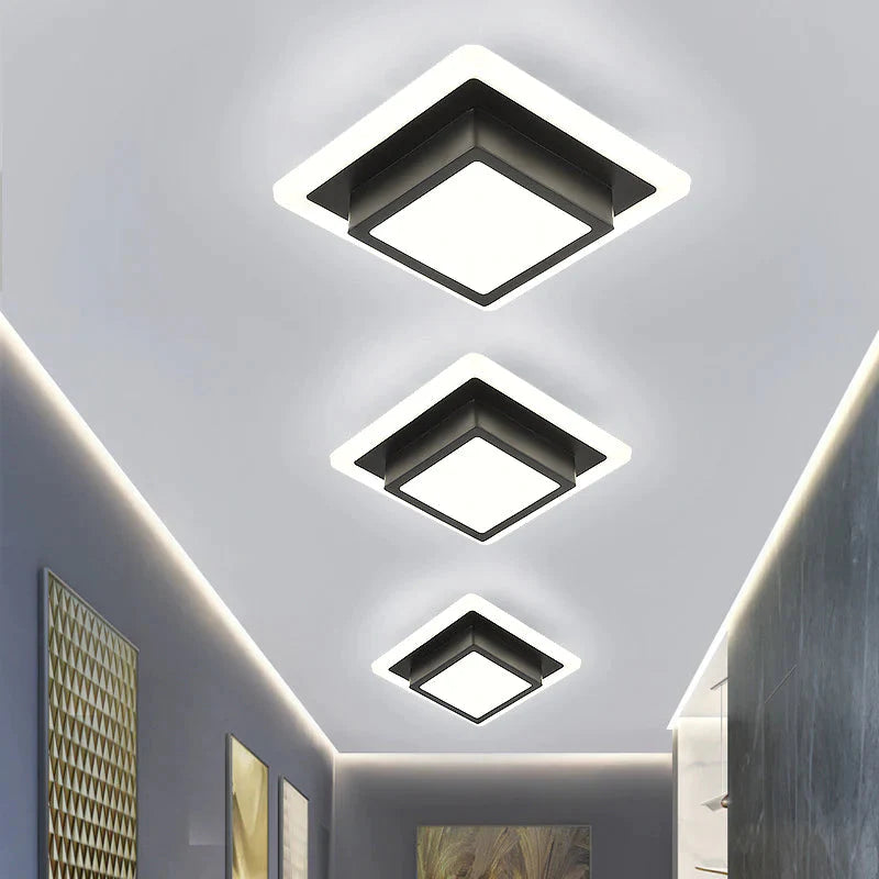 Acrylic Modern LED Ceiling Lights For Corridor Entrance Of Home Lamp Plafonnier Luminaria Lamparas De Techo White Black Painted