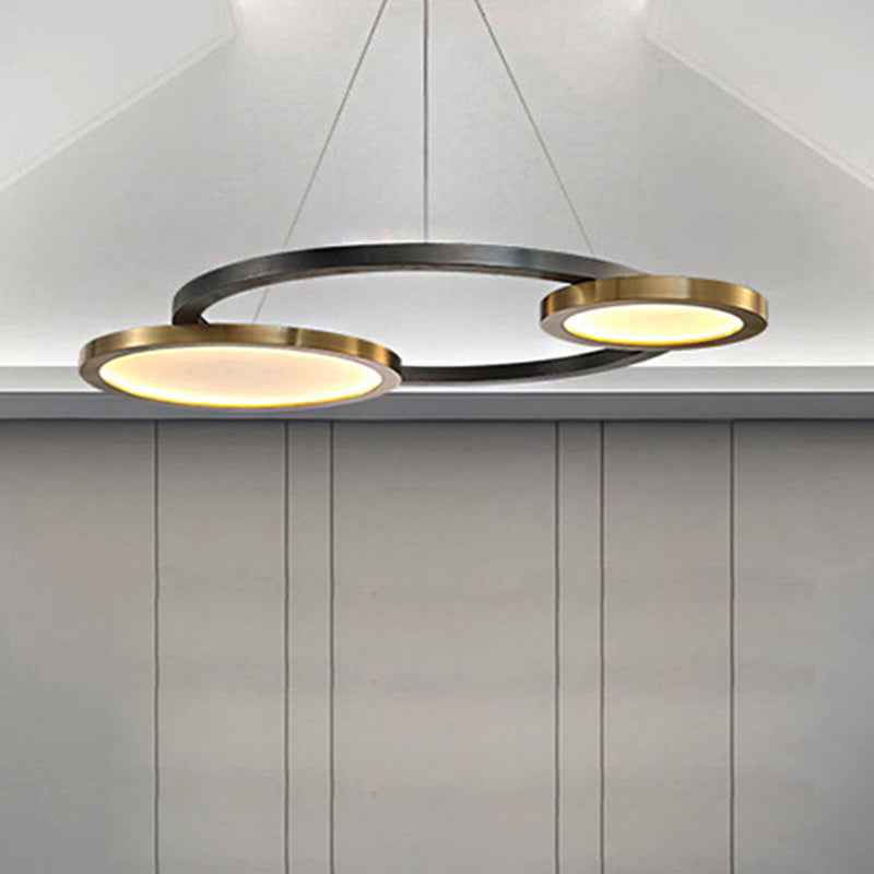 Orbit Metal LED Chandelier - Modern Golden Hanging Light with Adjustable Cord