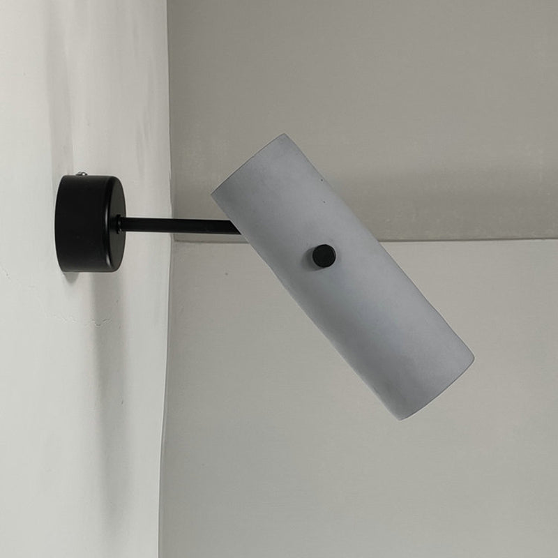 Nordic Style Grey Rotatable Wall Mounted Spotlight With Single-Bulb For Cement Cylinder Lighting