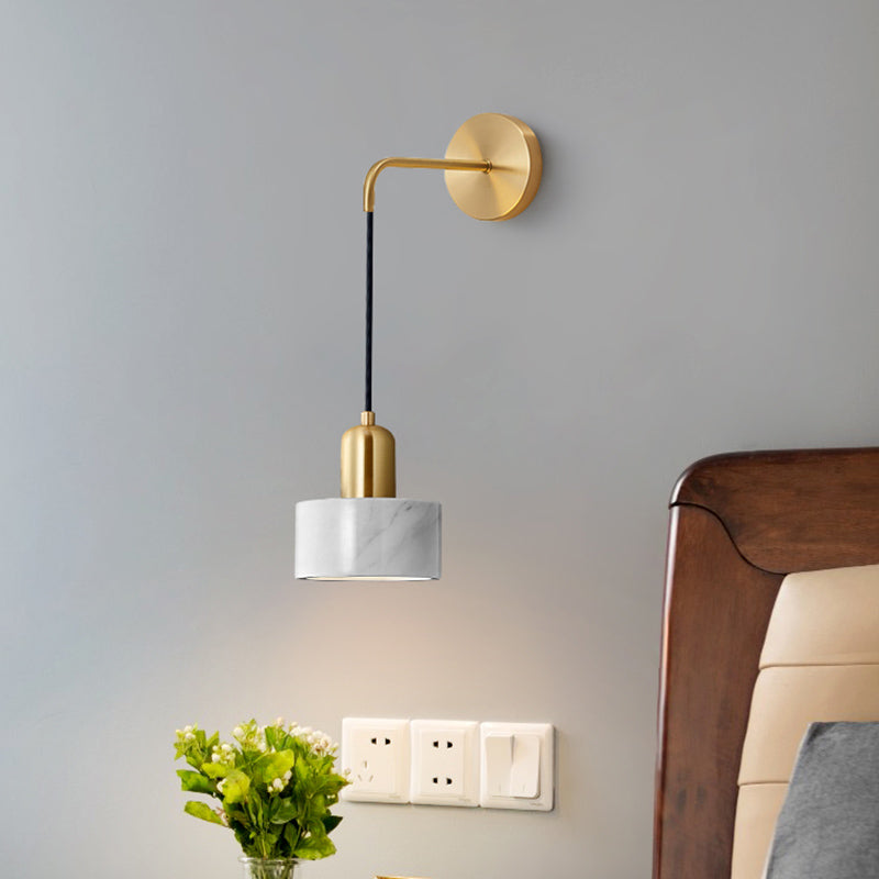 Marble Led Wall Light - Simplicity In Drum Shape