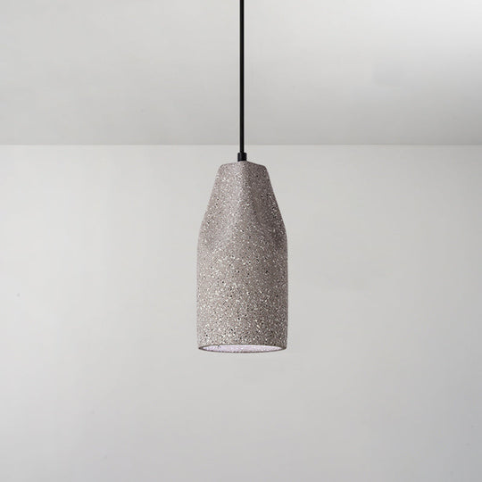 Modern Geometric Shade Ceiling Light - Single Hanging Lamp for Dining Room in Cement Finish