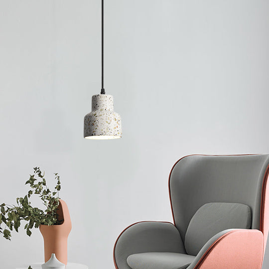 Terrazzo Nordic Style Single-Bulb Pendant Ceiling Light - Geometric Suspension Lighting White / Barn