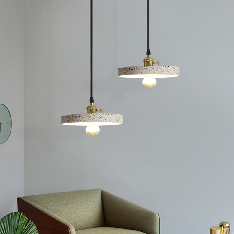 Terrazzo Nordic Style Single-Bulb Pendant Ceiling Light - Geometric Suspension Lighting White /
