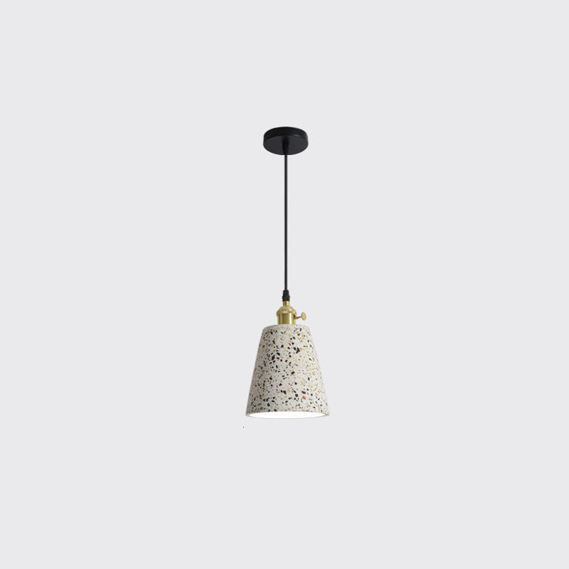 Terrazzo Nordic Style Single-Bulb Pendant Ceiling Light - Geometric Suspension Lighting White / Cone