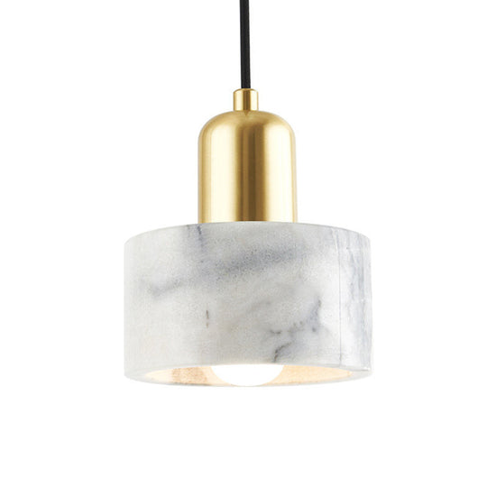 Minimalistic Marble Ceiling Light- 1-Light White Pendant For Bedroom