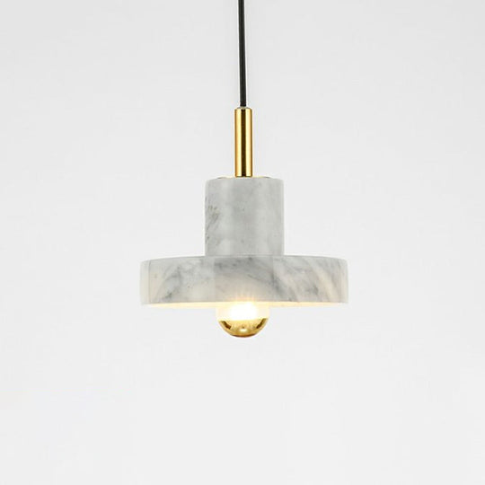 Minimalist Marble Lid Ceiling Light: Single-Bulb Hanging Lamp For Dining Room
