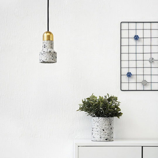 Nordic Style Pendant Ceiling Light - Terrazzo 1-Light Suspension Lighting For Living Room White