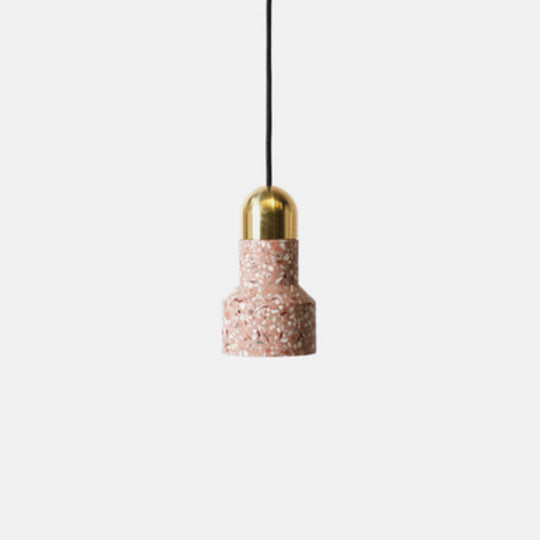 Nordic Style Pendant Ceiling Light - Terrazzo 1-Light Suspension Lighting For Living Room Red