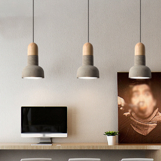Minimalistic Cement Hanging Pendant Light with Flashlight Shape: Dining Room Ceiling Light (1 Bulb)