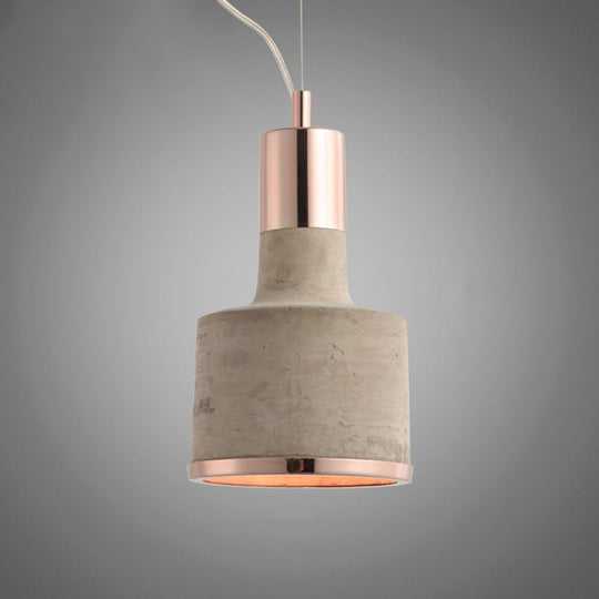 Cement Pendant Light - Minimalistic Flashlight Design 1 Bulb Ceiling Hanging Fixture For Dining Room