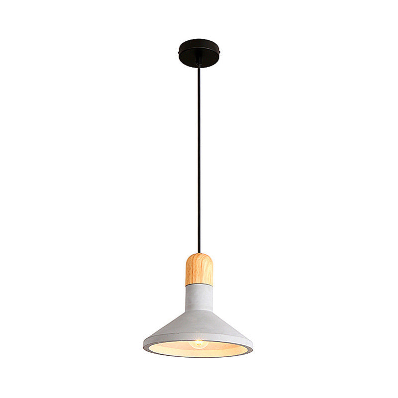 Minimalist Funnel Pendant Light in Grey - Cement Finish - Perfect for Dining Room - Includes 1 Bulb