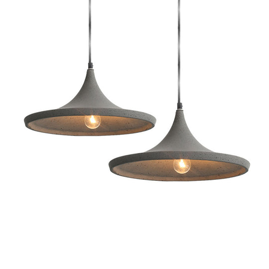 Nordic Style Grey Pendant Ceiling Light With Conical Cement Suspension - 1 Bulb