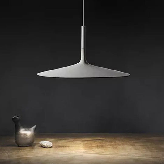 Minimalistic Led Pendant Light - Flying Saucer Style | Restaurant Ceiling In Cement Finish Gray