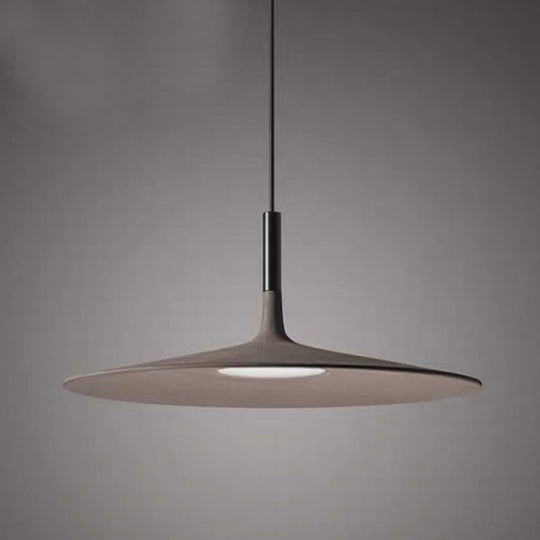 Minimalistic Led Pendant Light - Flying Saucer Style | Restaurant Ceiling In Cement Finish Dark Gray