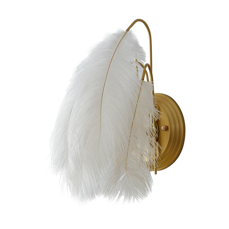 Feather Wall Sconce: Stylish And Simplistic Single-Bulb Light For Girls Bedroom