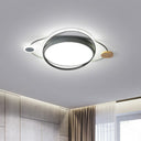 Macaron Led Orbit Flush Mount Lighting For Kids’ Bedroom Ceiling - Metallic Color Grey / Small Warm