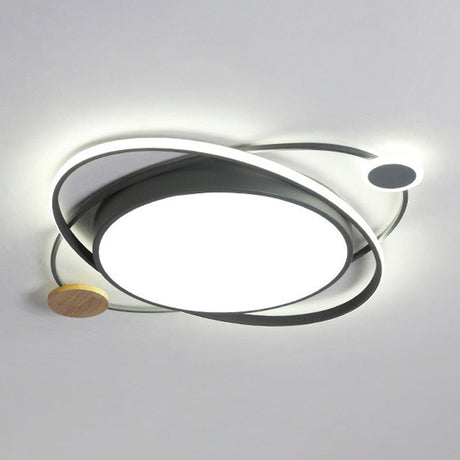 Macaron Led Orbit Flush Mount Lighting For Kids Bedroom Ceiling - Metallic Color