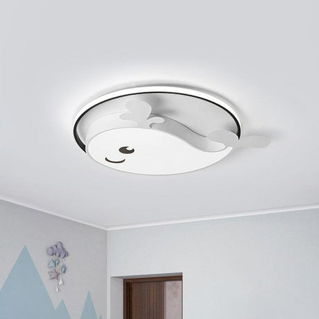 Dolphin-Shaped Led Flush Ceiling Light For Kids Bedroom In Metallic Finish