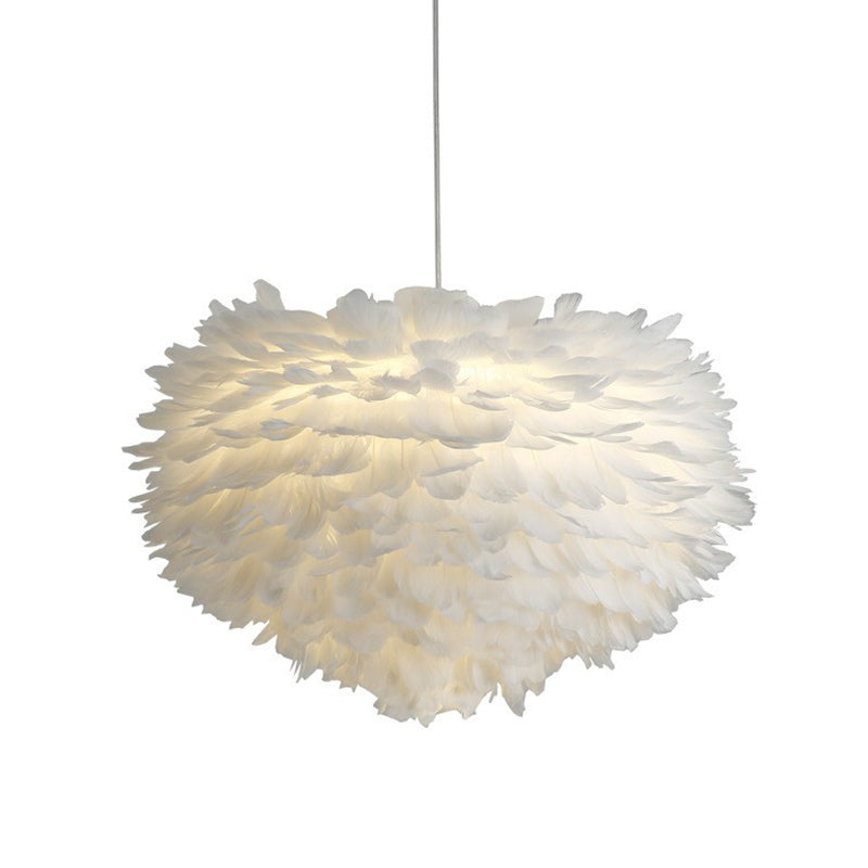 Hemispherical Feather Pendant Light For Elegant Living Room Ambiance