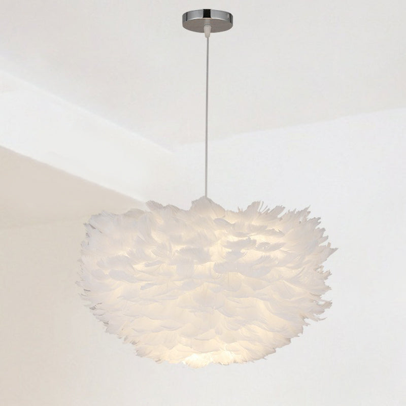 Sleek Feathered Hemispherical Pendant Ceiling Light for Living Room Décor