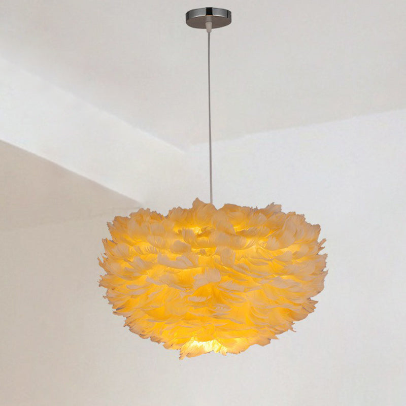 Hemispherical Feather Pendant Light For Elegant Living Room Ambiance Orange / 12