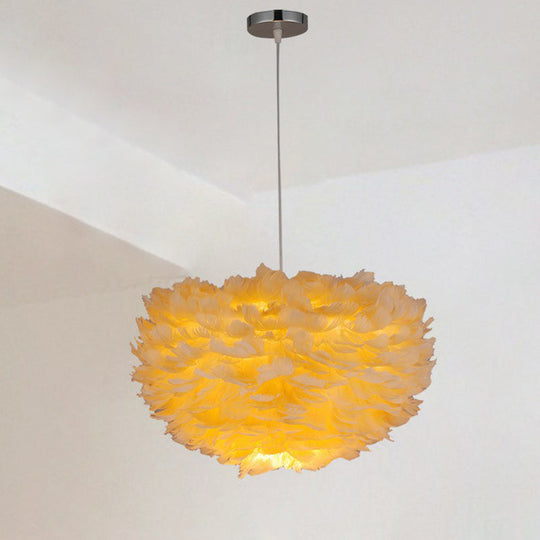 Hemispherical Feather Pendant Light For Elegant Living Room Ambiance Orange / 12