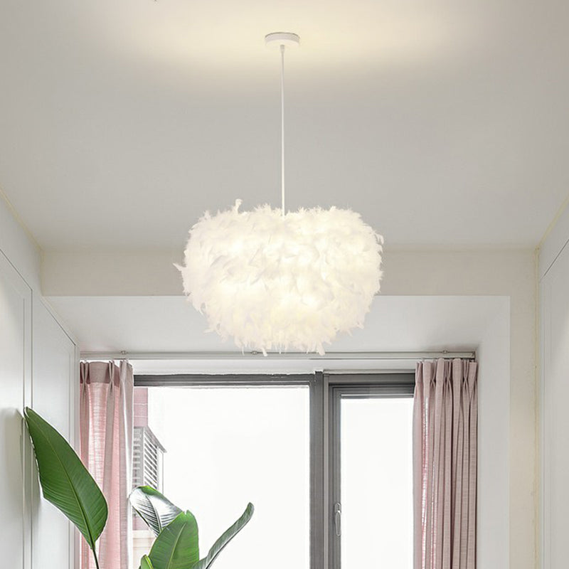 Minimalist White Hemisphere Suspension Pendant Light For Living Room