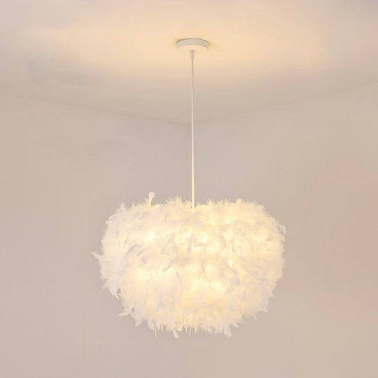 Minimalist White Hemisphere Suspension Pendant Light For Living Room / 14