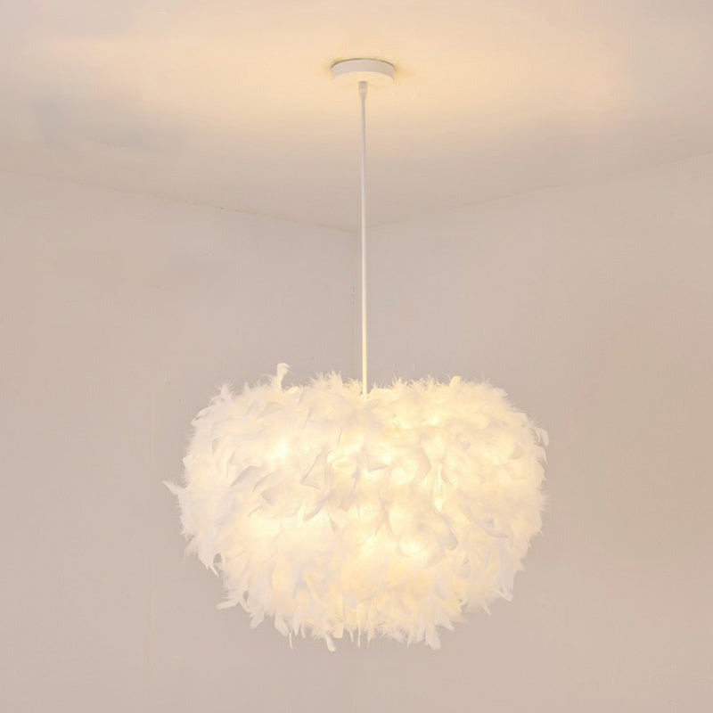 White Minimalistic Hemisphere Pendant Light for Living Room