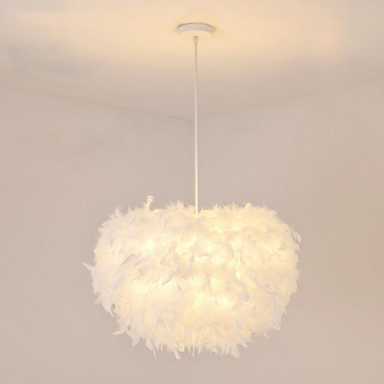 Minimalist White Hemisphere Suspension Pendant Light For Living Room / 20.5