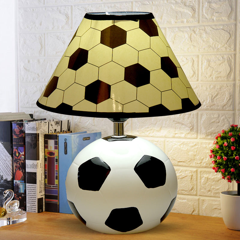 Sleek Ceramic Single Black & White Football Table Lamp For Bedside