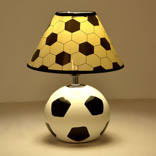 Sleek Ceramic Single Black & White Football Table Lamp For Bedside