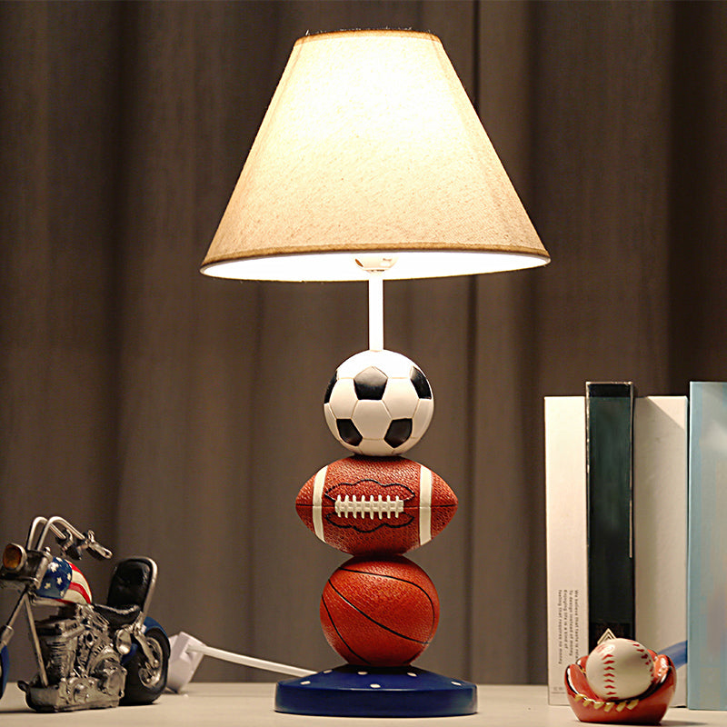 White Resin Sport Balls Nightstand Lamp - Single-Bulb Kids Table Light With Empire Shade / A