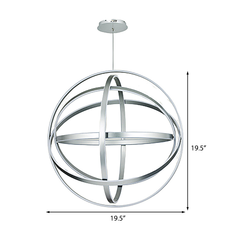 Modernistic Acrylic Globe Chandelier Pendant - 19.5" Wide, 1-Light, White Ceiling Fixture