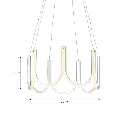 Contemporary U-Shaped LED Chandelier Light: Black/White/Gold Acrylic Ceiling Pendant (White/Warm Light)