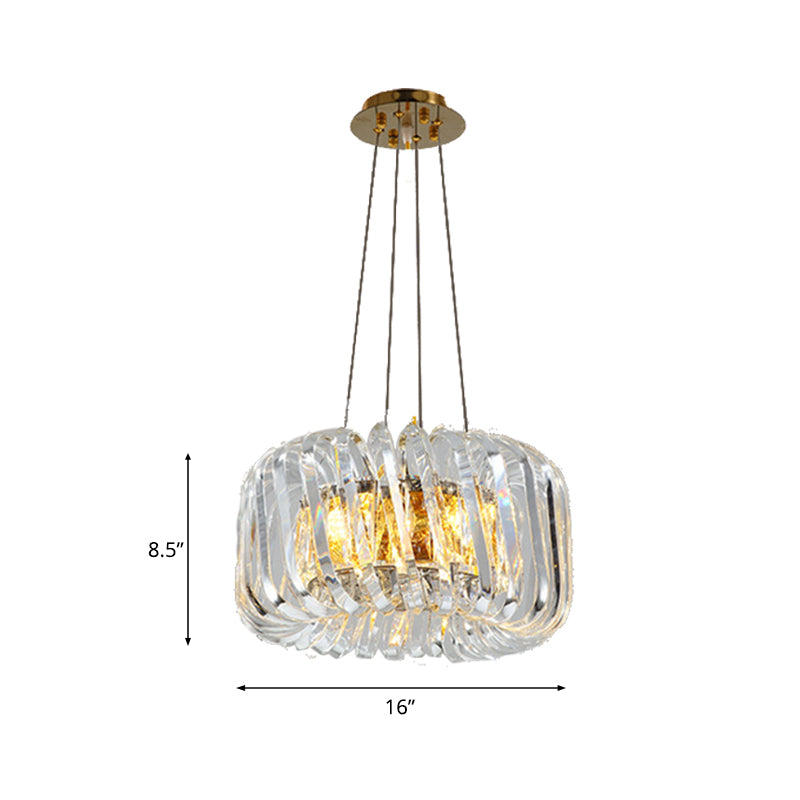 Contemporary Crystal Treasure Bowl Pendant Chandelier - Clear Led Ceiling Lamp